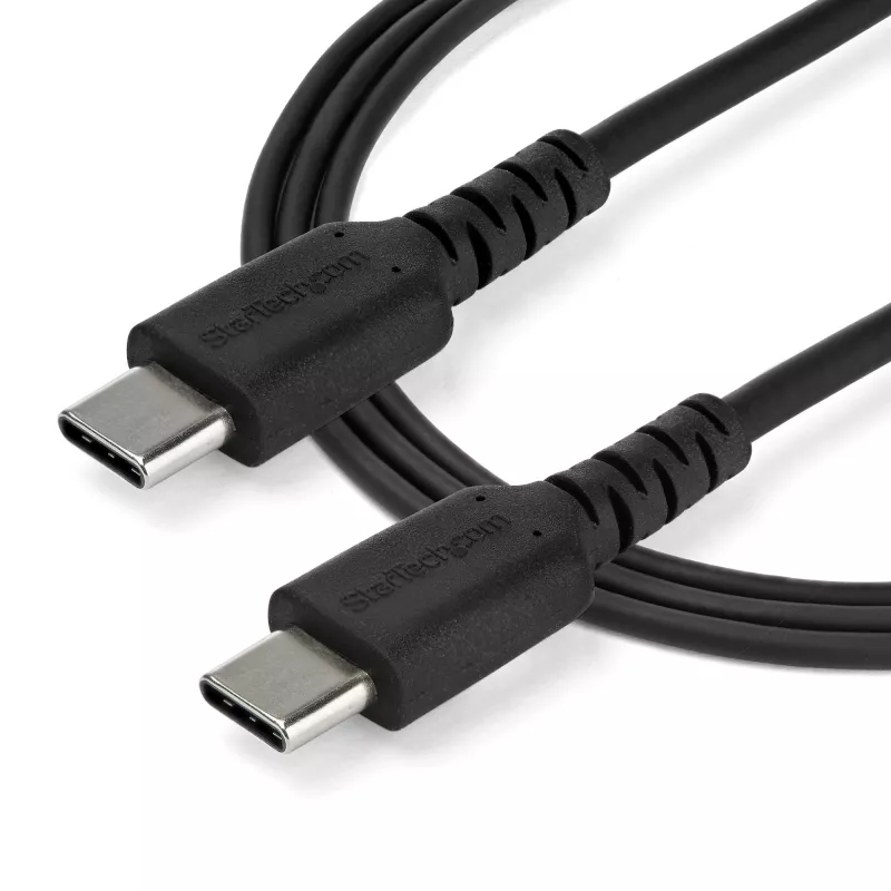 StarTech.com 1m USB-C-Ladekabel – Robustes Schnelllade- & Sync-USB-2.0-Typ-C-auf-USB-C-Laptop-Ladekabel – TPE-Mantel Aramidfaser M/M 60 W Schwarz – Samsung S10 S20 iPad Pro MS Surface