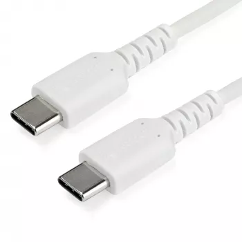 StarTech.com 2m USB-C Ladekabel – Robustes Schnelllade- & Sync-USB-2.0-Typ-C-auf-USB-C-Laptop-Ladekabel – TPE-Mantel Aramidfaser M/M 60W Weiß – Samsung S10 S20 iPad Pro MS Surface