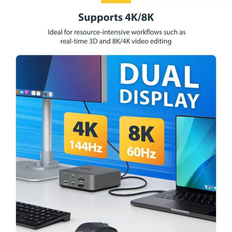 StarTech.com 3ft (1m) Thunderbolt 5 Kabel, 80 Gbit/s/Bis zu 120 Gbit/s, 240 W PD, 8K 60 Hz, zertifiziertes Thunderbolt-Kabel – Kompatibel mit Thunderbolt 4/USB4/USB-C