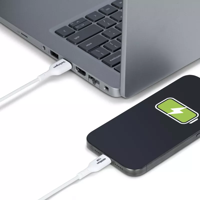 StarTech.com 2m USB-A auf USB-C Ladekabel, Laden & Synchronisieren, 3A, USB 2.0, TPE-Mantel - Weißes USB-Ladekabel