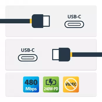 StarTech.com 2m Weißes USB-C-Ladekabel, USB-IF-zertifiziertes USB-C-Kabel, 240W PD EPR, USB 2.0 Typ-C Laptop-Ladekabel, USB-C Datenkabel, TPE-Mantel