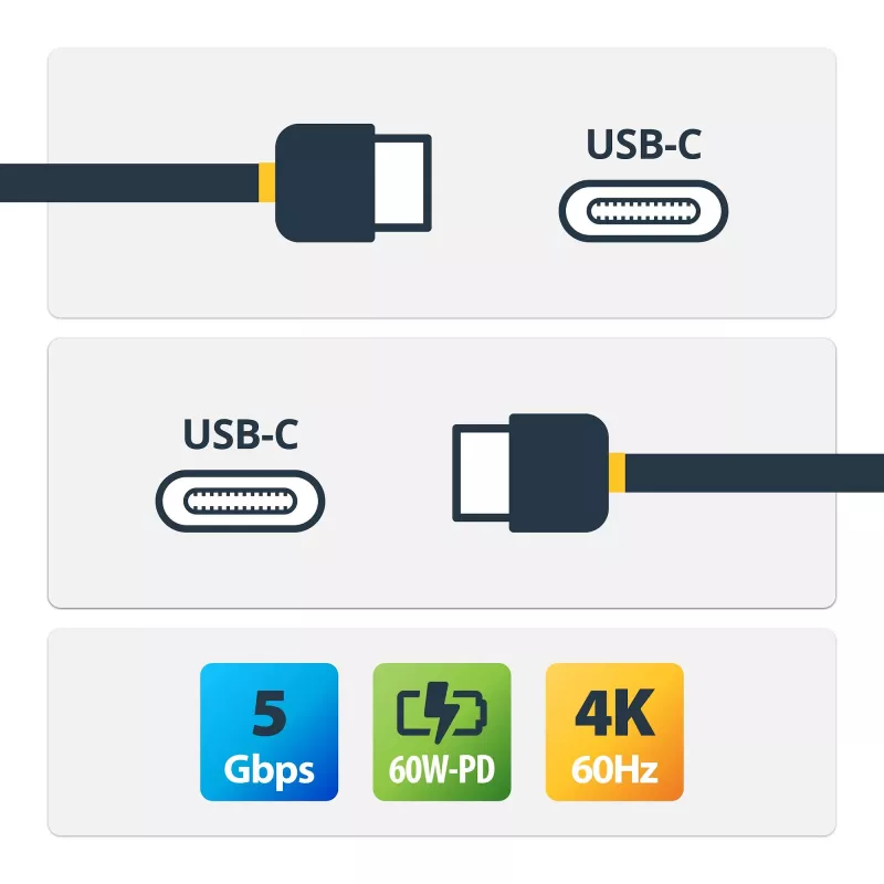 StarTech.com USB-C-Kabel mit Power Delivery (3A) – M/M – 2 m (6 ft.) – USB 3.0 – USB-IF-zertifiziert