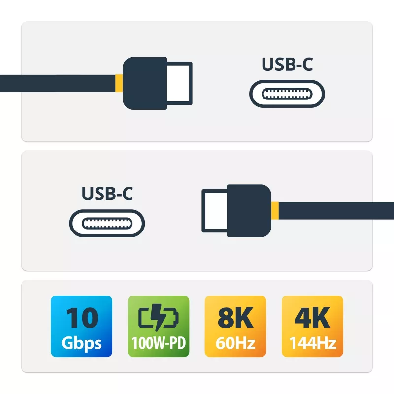 StarTech.com USB-C-Kabel mit Stromversorgung (5A) – M/M – 1 m – USB 3.1 (10 Gbit/s) – USB-IF-zertifiziert