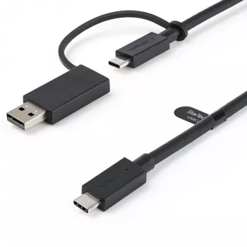StarTech.com 3ft (1m) USB-C-Kabel mit USB-A-Adapter-Dongle – Hybrides 2-in-1-USB-C-Kabel mit USB-A – USB-C-auf-USB-C (10 Gbit/s/100W PD), USB-A-auf-USB-C (5 Gbit/s) – Ideal für hybride Dockingstation