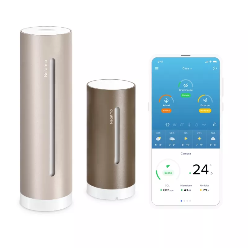 Netatmo NWS-S-EC Smarte Wetterstation Original 2. Generation, Innen/Außen, HomeKit, Sand (Braun)