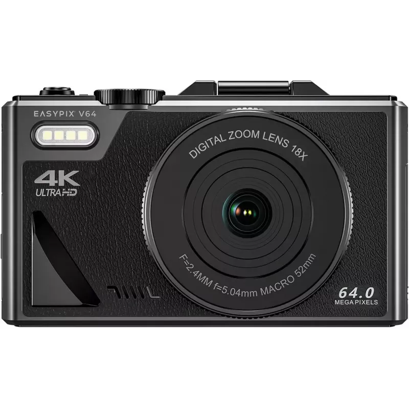 Easypix V64 Flip 20203 Kompakte Digitalkamera, 64 MP, 4K Video, 3 Zoll Klappdisplay, 18x Digitalzoom, WiFi