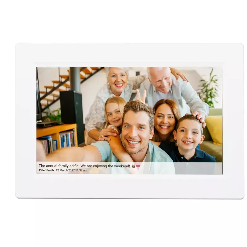 Denver Frameo PFF-1015W Digitaler Bilderrahmen, 10,1 Zoll (25,4 cm), Touchscreen, WLAN, 16 GB, Weiß