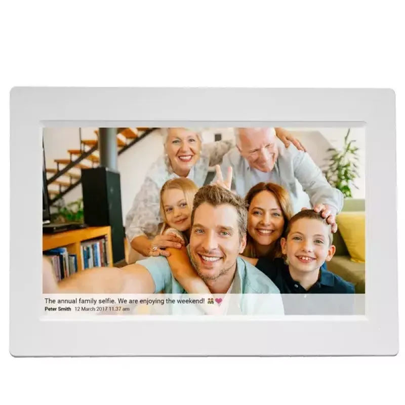 Denver Frameo PFF-1015W Digitaler Bilderrahmen, 10,1 Zoll (25,4 cm), Touchscreen, WLAN, 16 GB, Weiß