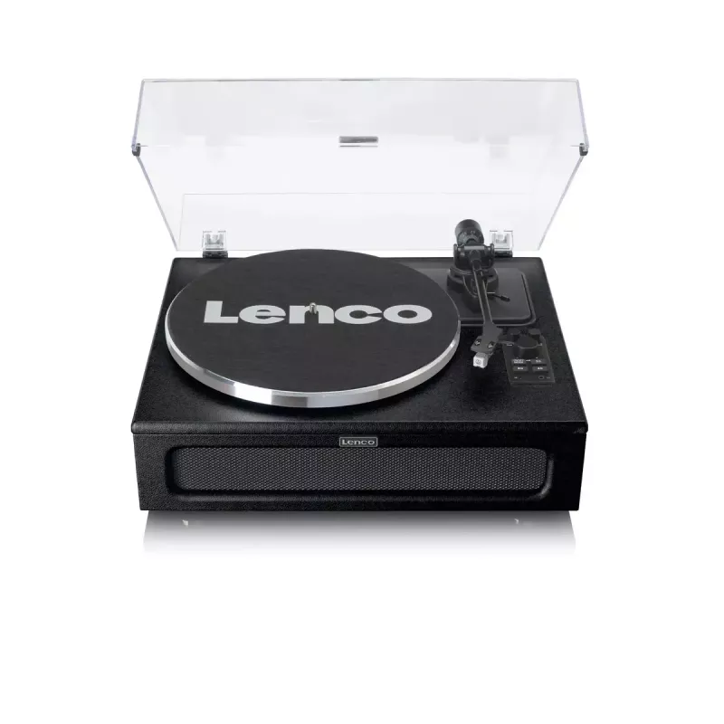 Lenco LS-430BK Plattenspieler mit Riemenantrieb und 4 integrierten Lautsprechern, Bluetooth, 40 W, 33/45 U/min, schwarz