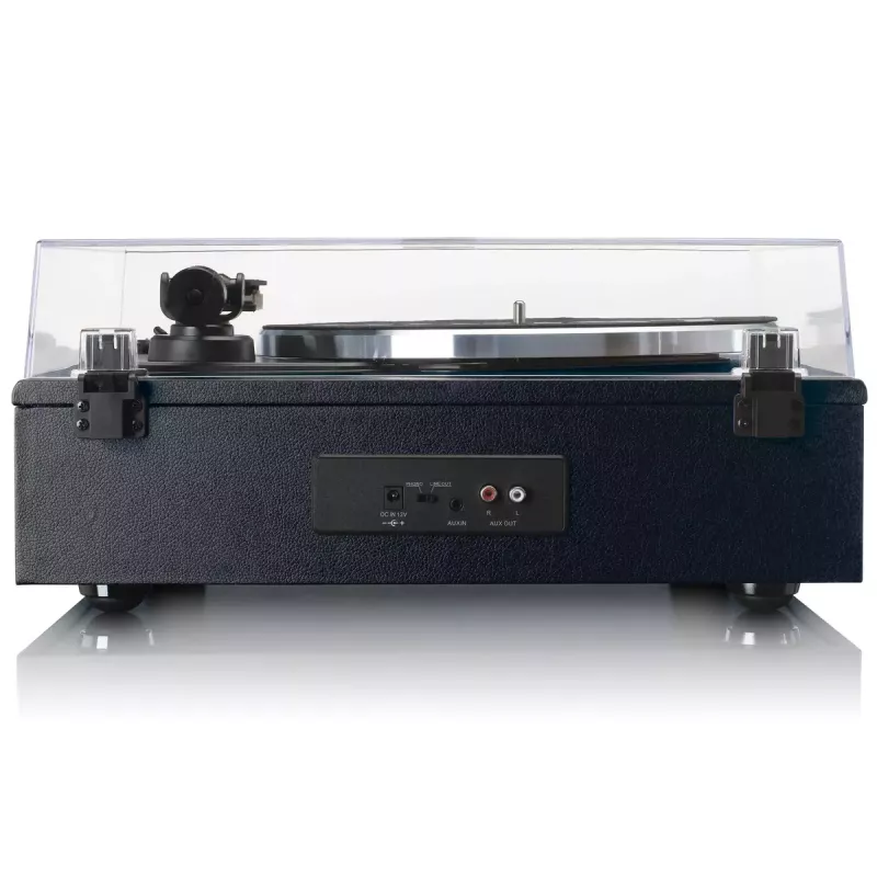 Lenco LS-430BK Plattenspieler mit Riemenantrieb und 4 integrierten Lautsprechern, Bluetooth, 40 W, 33/45 U/min, schwarz