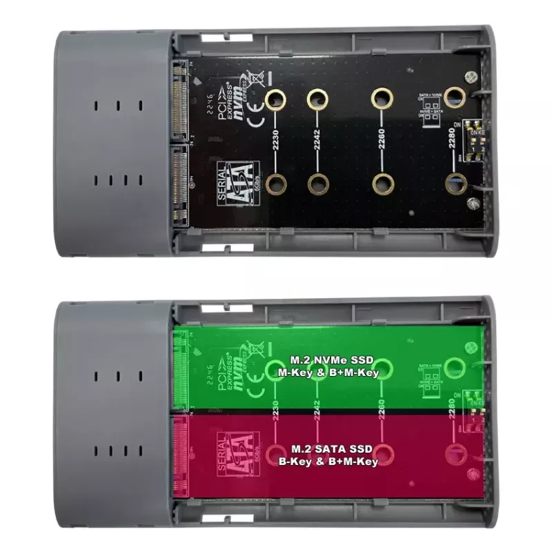 LC-Power LC-DOCK-C-M2 USB-3.2-Dockingstation für M.2-NVMe- und SATA-SSDs
