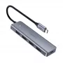 UGREEN 70336 (CM219) USB-C-auf-4x-USB-3.0-Hub, 5 Gbit/s, OTG, USB-C-Stromanschluss, 15 cm Kabel, Grau