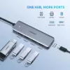 UGREEN 70336 (CM219) USB-C-auf-4x-USB-3.0-Hub, 5 Gbit/s, OTG, USB-C-Stromanschluss, 15 cm Kabel, Grau