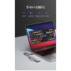 UGREEN 70336 (CM219) USB-C-auf-4x-USB-3.0-Hub, 5 Gbit/s, OTG, USB-C-Stromanschluss, 15 cm Kabel, Grau
