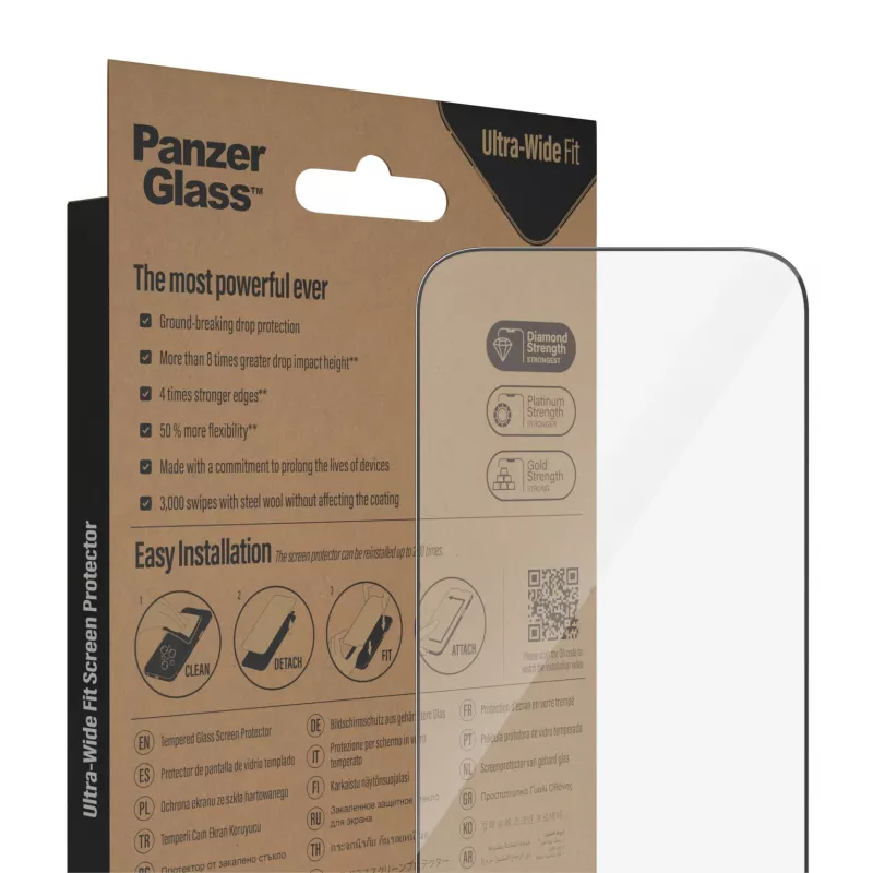 PanzerGlass Displayschutz für Apple iPhone 14 Pro Ultra-Weitwinkel-Passform Kratzfest Stoßfest