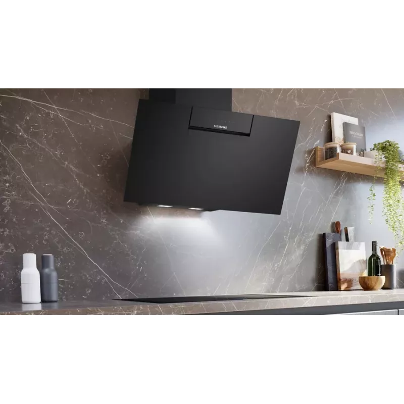 Siemens iQ300 LC87KFN60 Wand-Dunstabzugshaube, schräg, 80 cm, Home Connect, 56 dB, Energieklasse A+, LED, schwarz