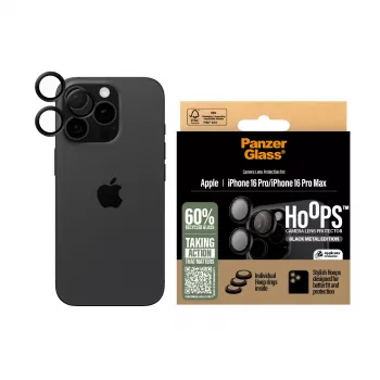 PanzerGlass ® Hoops® Kamera-Linsenschutz Schwarz iPhone 16 Pro | 16 Pro Max
