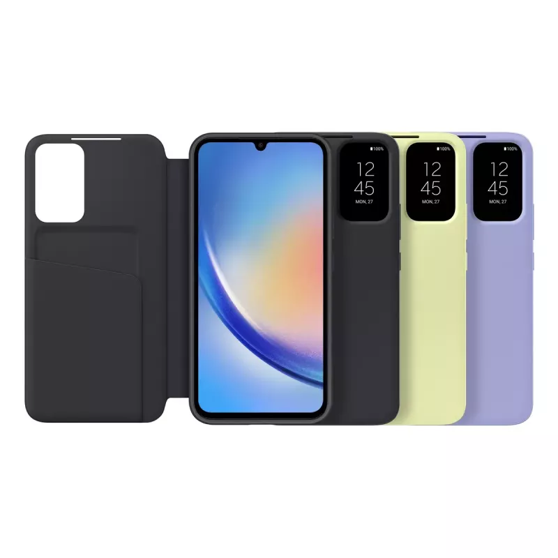 Samsung EF-ZA346CBEGWW Smart View Wallet Case Flip-Hülle für Galaxy A34 5G, Schwarz