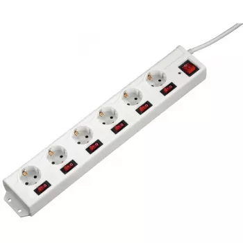 Hama 00137239 Socket Line 6-fach Steckdosenleiste, einzeln schaltbar, Weiß