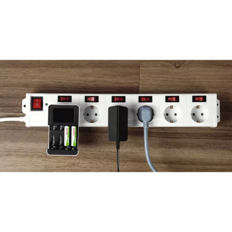 Hama 00137239 Socket Line 6-fach Steckdosenleiste, einzeln schaltbar, Weiß