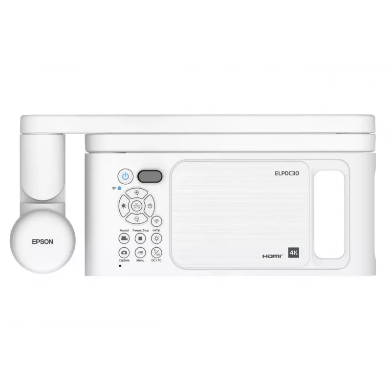 Epson ELPDC30 V12HB09080 Dokumentenkamera, 4K UHD (3840 x 2160), 13 MP, 23x digitaler / 10x optischer Zoom, CMOS, HDMI/USB/WLAN, Weiß