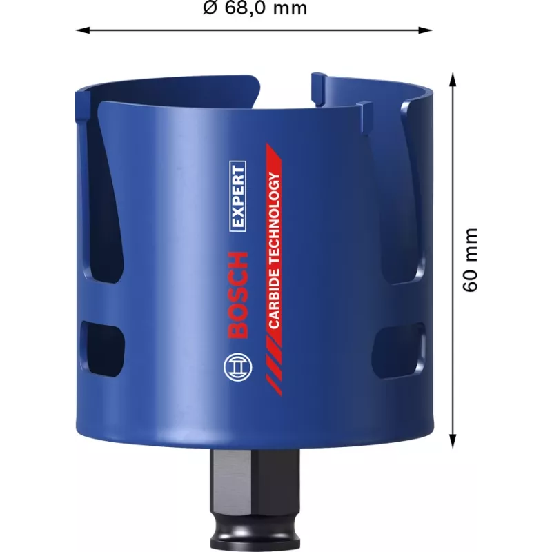 Bosch Expert 2 608 900 470 Construction Material Lochsäge, 68 mm, für Ziegelsteine, Spanplatte, Weichholz, glasfaserverstärkten Kunststoff, weiche Fliesen