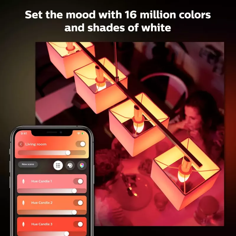 Smart bulb Philips Hue White and colour ambience Candle E14, Bluetooth/Zigbee, 5,3 W (2er-Pack)