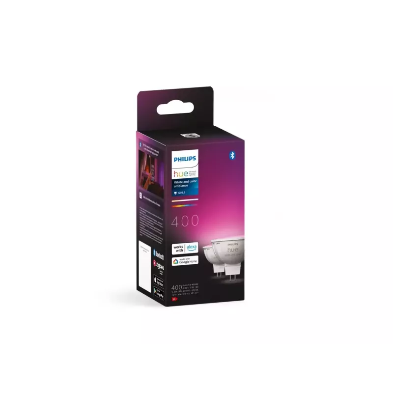 Philips Hue White & Color Ambiance MR16 GU5.3 smarte Spot-Lampe, 6,3 W, 2er-Pack
