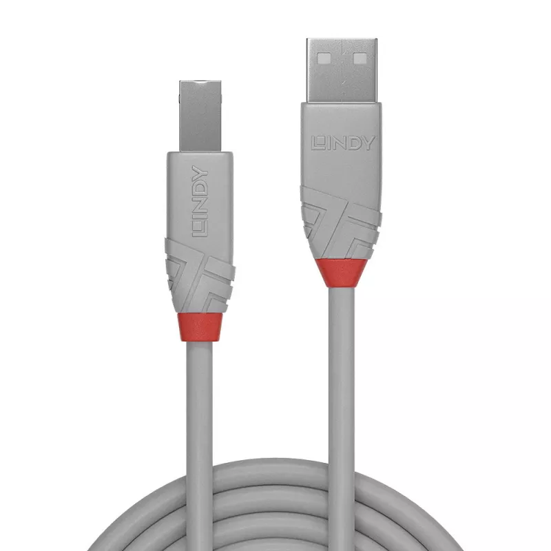 Lindy 5m USB 2.0 Typ-A-auf-B-Kabel, Anthra Line, Grau