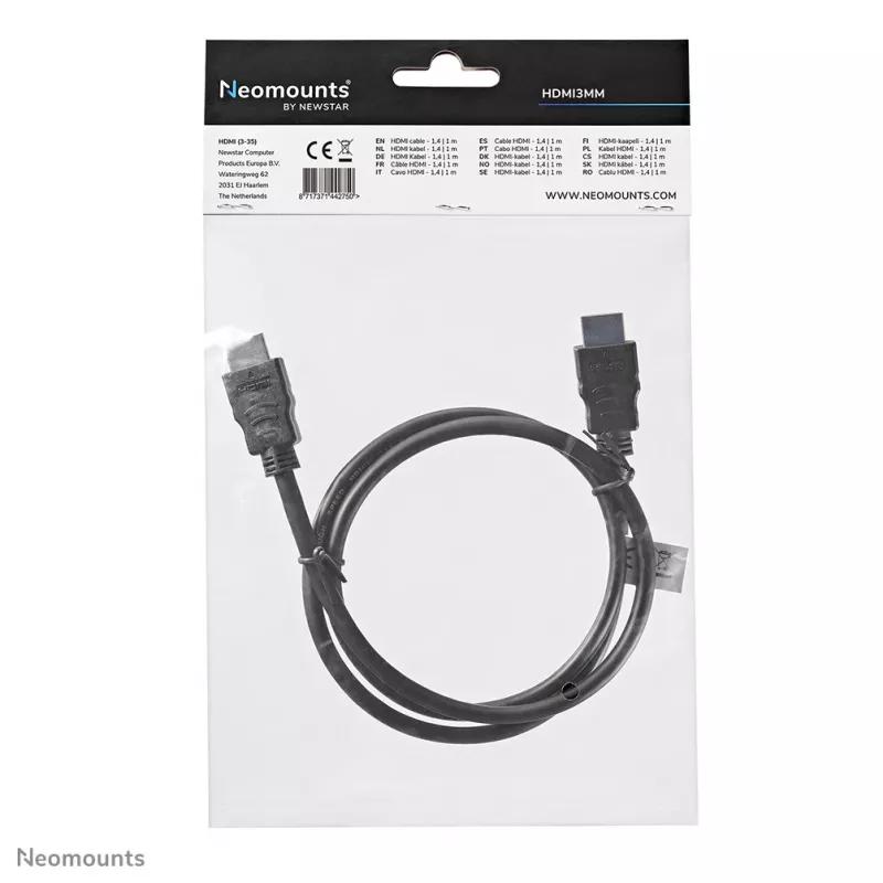 Neomounts HDMI3MM High-Speed-HDMI-1.3-Kabel, HDMI-Stecker auf HDMI-Stecker, 1 m