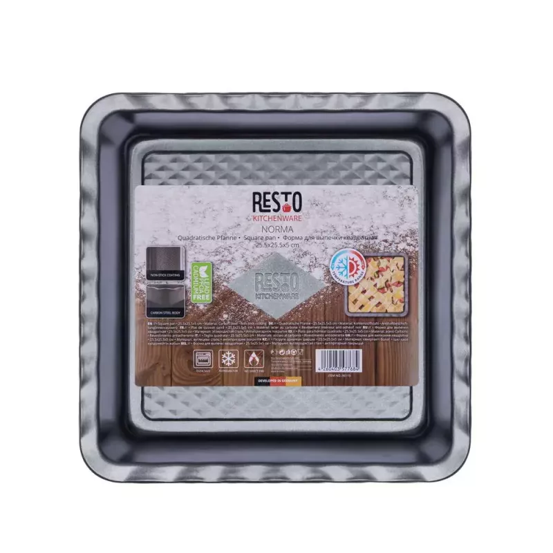 Lasagneform Resto Kitchenware 96115, rechteckig, Kohlenstoffstahl, 255x255x50 mm