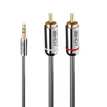 Lindy 5m 3,5mm Klinke auf Cinch Audiokabel, Cromo Line, 3,5mm Klinke, Stecker, 2 x Cinch, Stecker, 5 m, Anthrazit