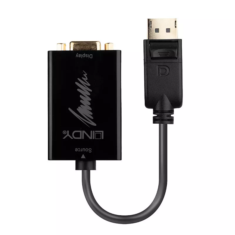 Lindy 41006 aktiver Konverter DisplayPort auf VGA, 0,15 m, Schwarz
