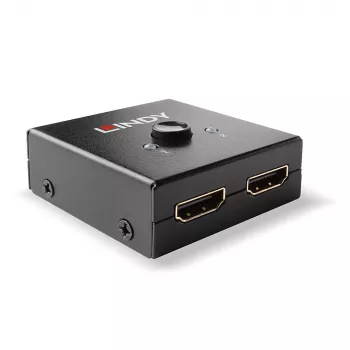 Lindy 2 Port HDMI 18G Bi-Direktionaler Umschalter, HDMI, Metall, Schwarz, 60 Hz, 18 Gbit/s, 3840 x 2160 Pixel