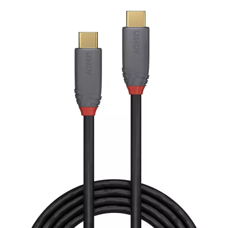 Lindy 1,5 m USB 3.2 Typ C auf C Kabel, 20 Gbit/s, 5 A, PD, Anthra Line