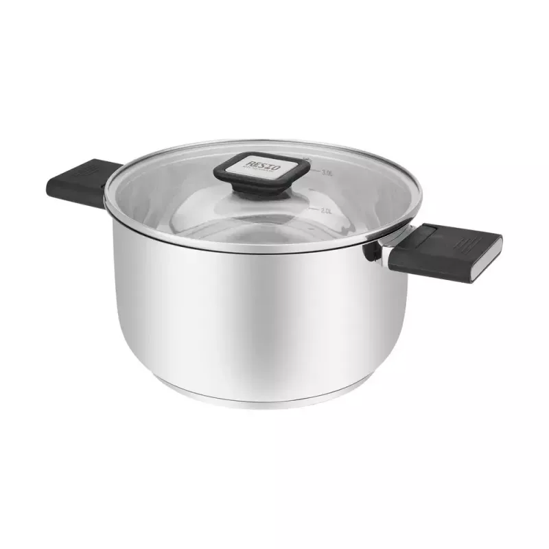 Resto Kitchenware Anser Kasserolle 3,2 l, rund, schwarz, Edelstahl