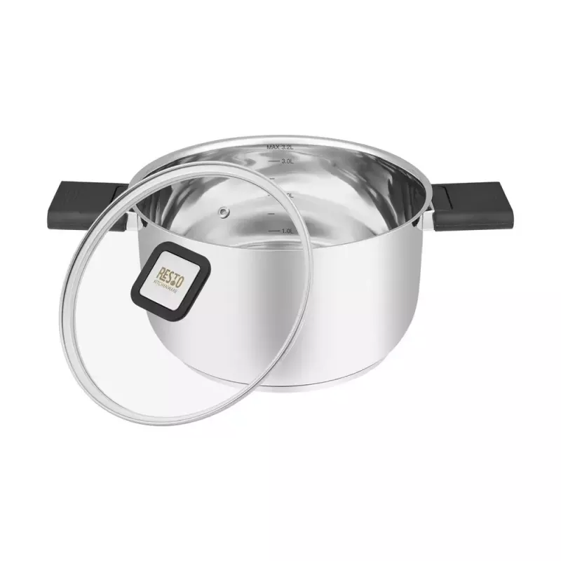 Resto Kitchenware Anser Kasserolle 3,2 l, rund, schwarz, Edelstahl