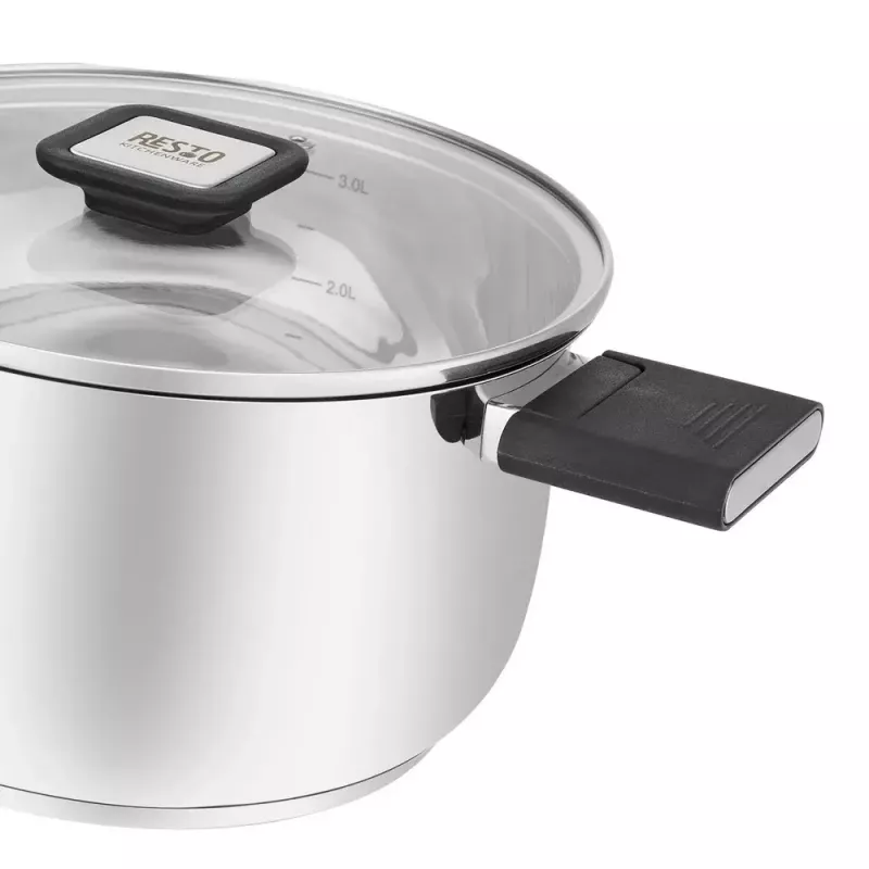 Resto Kitchenware Anser Kasserolle 3,2 l, rund, schwarz, Edelstahl