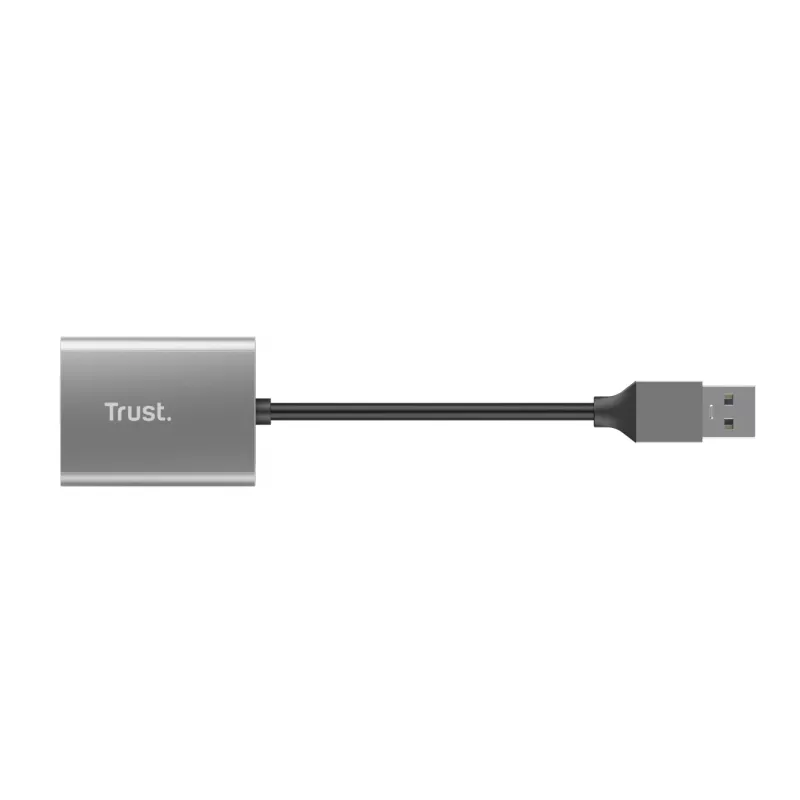 Trust Dalyx 24135 Kartenleser, USB 3.2 Gen 1, microSD/SD/SDHC/SDXC, Silber