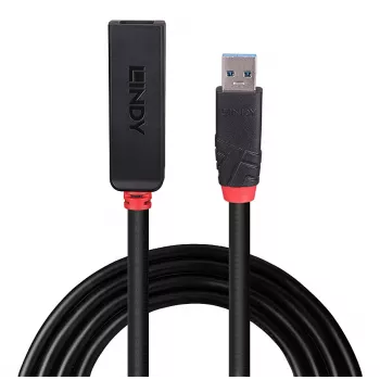 Lindy 3m USB 3.0 Active Extension schlank, USB 3.2 Gen 1 (3.1 Gen 1) Type-C, USB 3.2 Gen 1 (3.1 Gen 1) Type-C, 5000 Mbit/s, Schwarz, Acrylnitril-Butadien-Styrol (ABS), Rundkabel