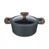 Resto Kitchenware Ran Kochtopf 2,4 l, rund, schwarz, mit Holz