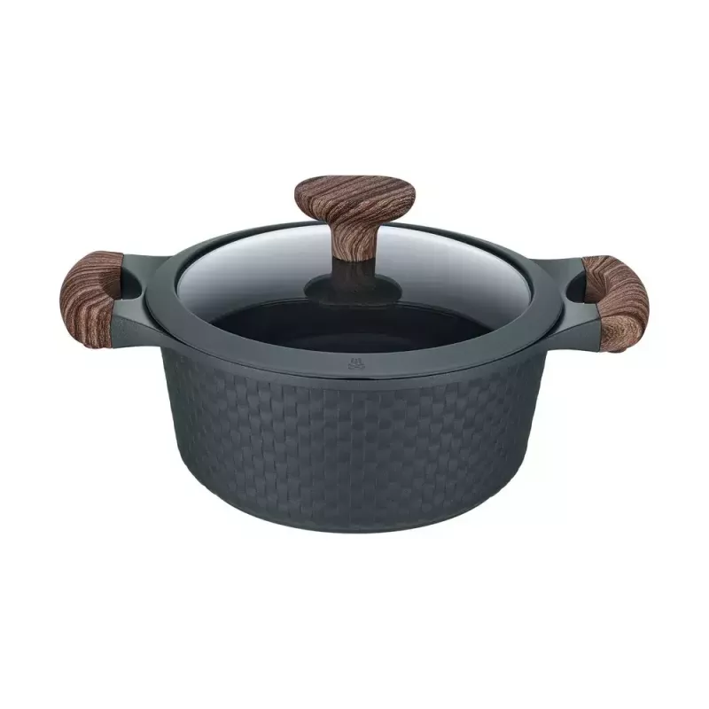 Resto Kitchenware Ran Kochtopf 2,4 l, rund, schwarz, mit Holz