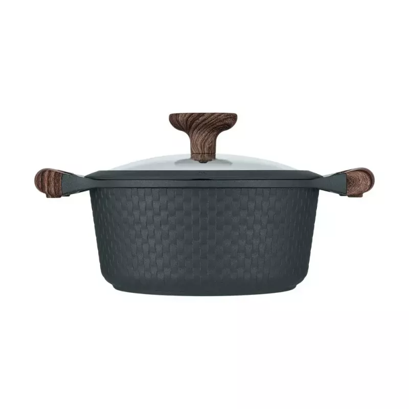 Resto Kitchenware Ran Kochtopf 2,4 l, rund, schwarz, mit Holz