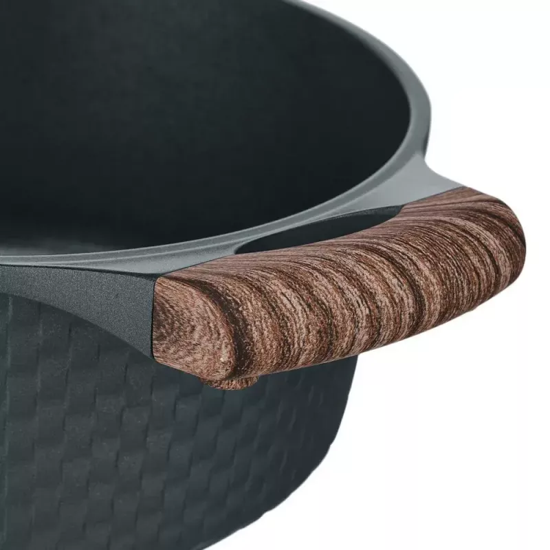 Resto Kitchenware Ran Kochtopf 2,4 l, rund, schwarz, mit Holz