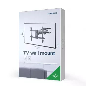 TV-Wandhalterung Gembird WM-80ST-02 — fest/neigbar, 37 Zoll–80 Zoll, VESA bis 600x400, 60 kg, schwarz