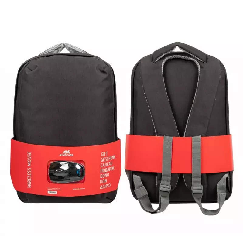 Rivacase 7563 Laptop-Rucksack 15,6 Zoll (39,6 cm) inkl. Maus, Schwarz