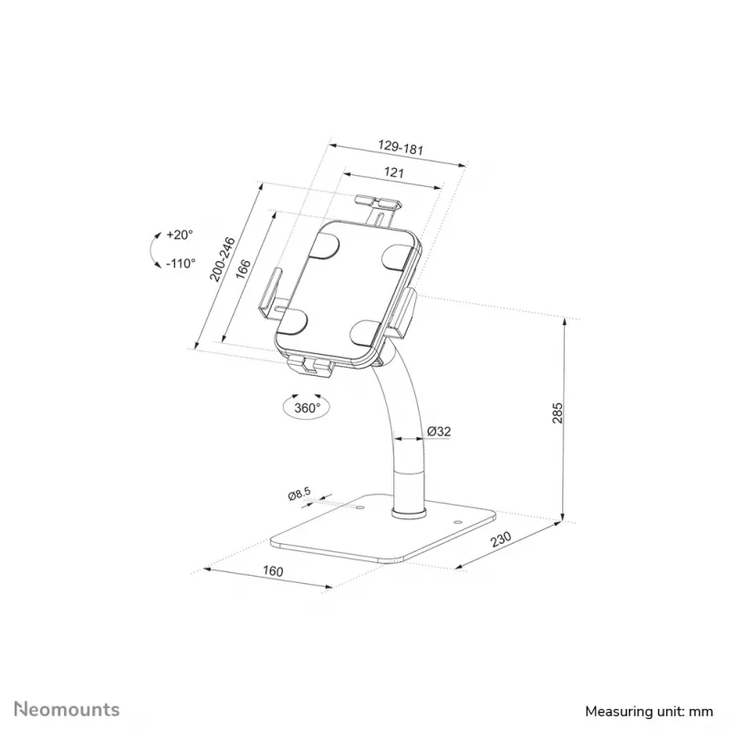 Tablet-Halterung Neomounts DS15-625WH1 Weiß Passive Tischhalterung