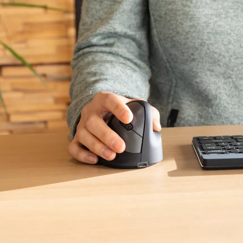 R-Go Tools Ergonomische Maus R-Go HE Break mit Pausensoftware, groß (Handgröße ≥ 185 mm), für Rechtshänder, Bluetooth, schwarz