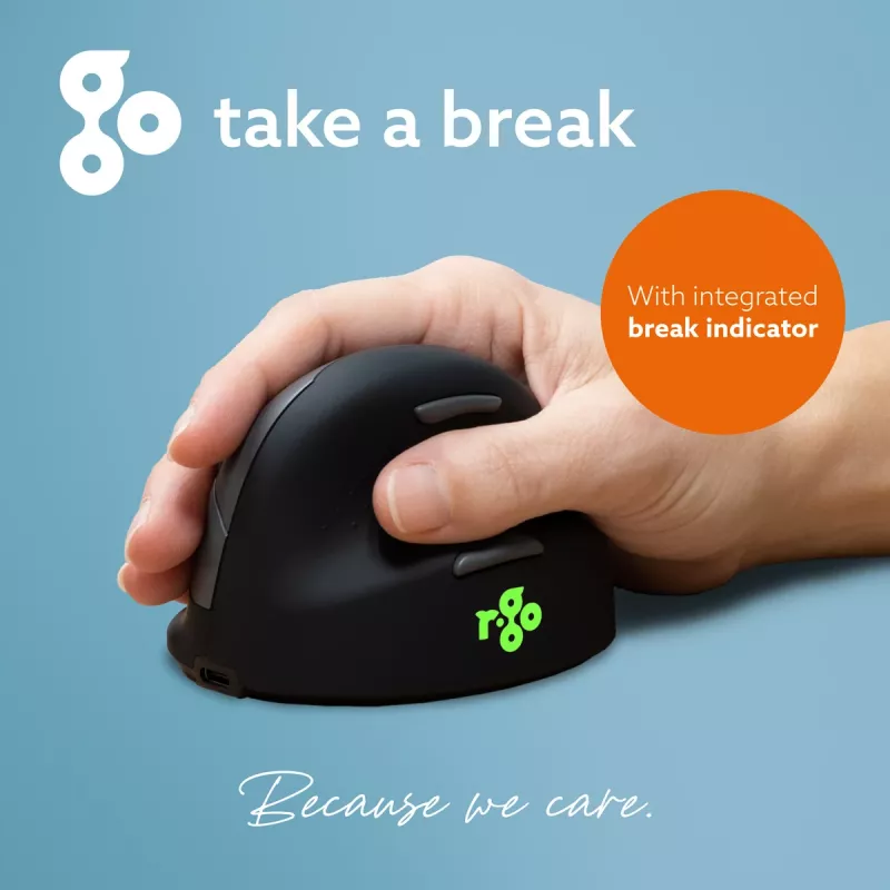 R-Go HE Break ergonomische vertikale Maus, klein, für Rechtshänder, kabellos Bluetooth, Schwarz