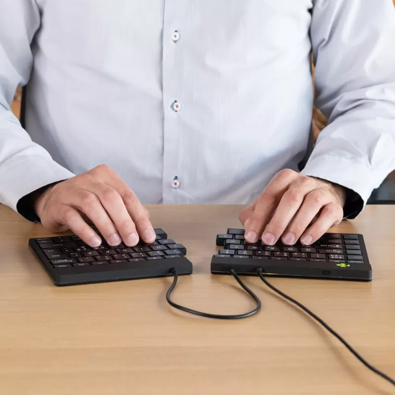R-Go Tools Ergonomische Tastatur R-Go Split Break v2 mit Break-Software, ergonomische geteilte Tastatur, QWERTY (UK), Kabelgebunden, schwarz